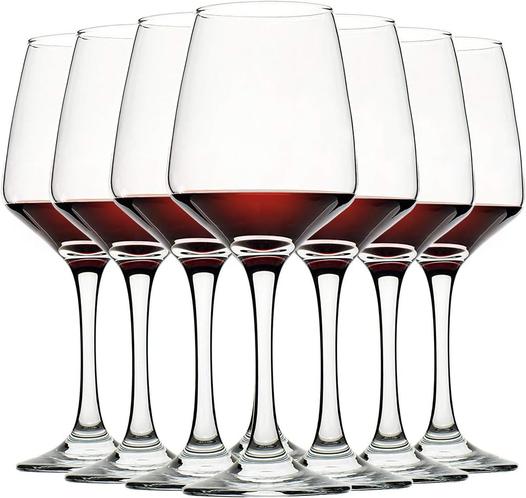 C CREST Wine Glasses Set of 8  12oz  Lead-free  Clear  Durable Glassware