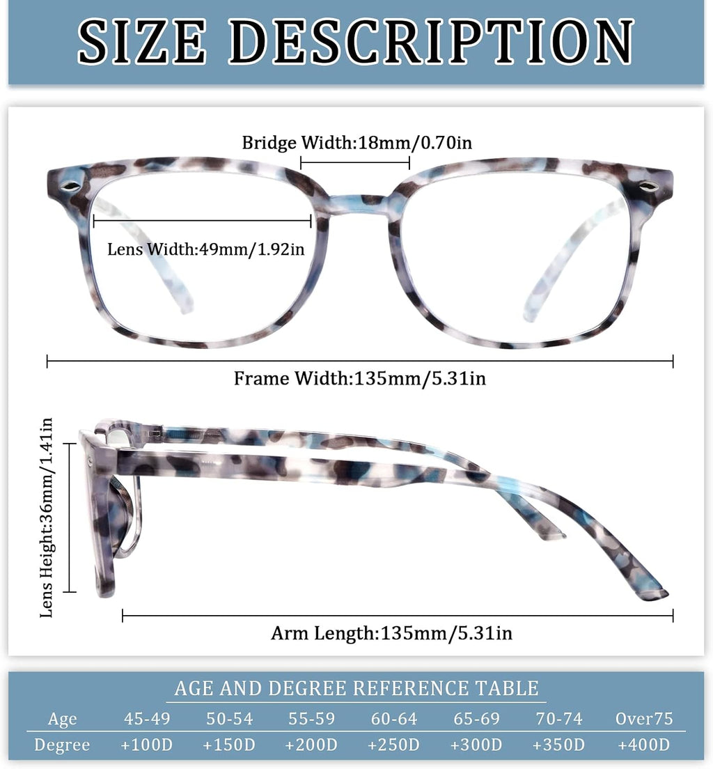 5 Pack Reading Glasses Blue Light Blocking for Women Computer Readers with Spring Hinge