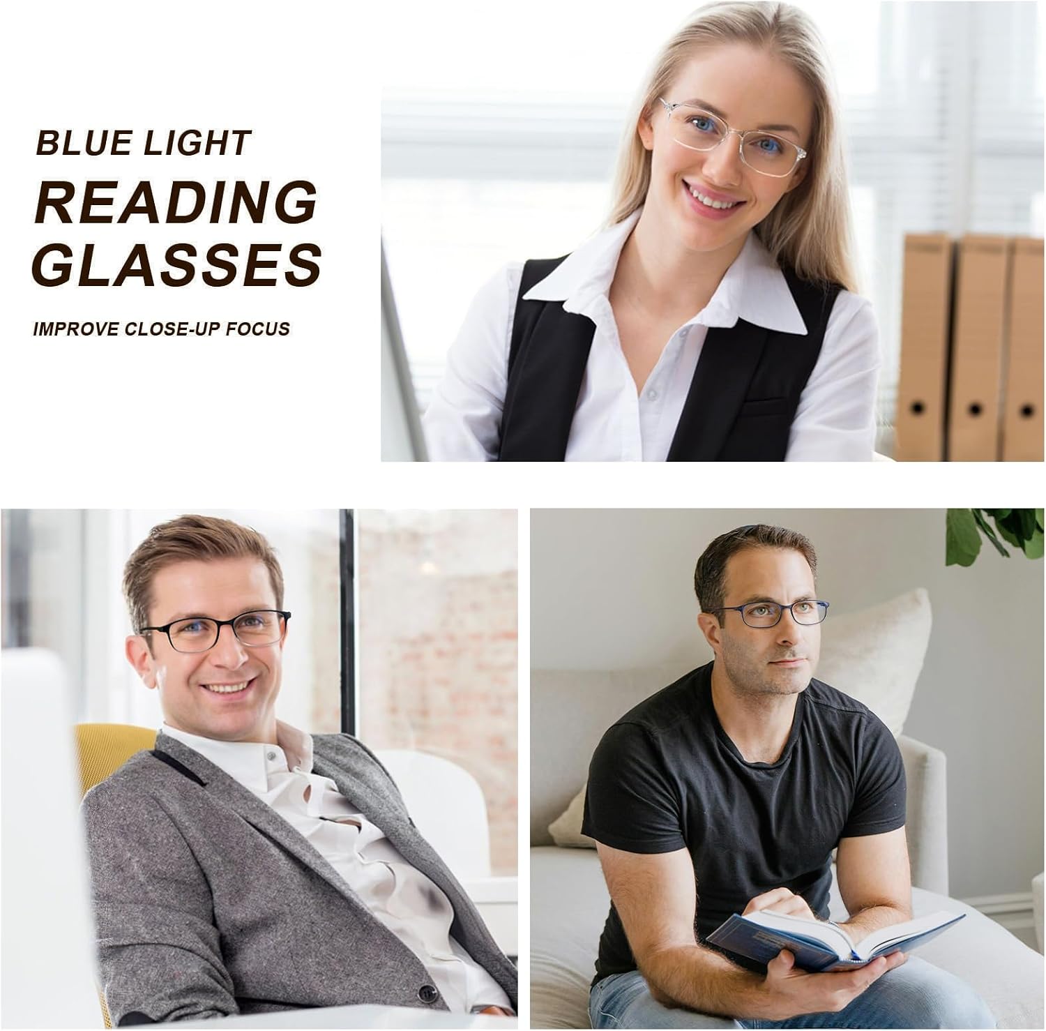 AQWANO 4 Pack Flexible Computer Reading Glasses Men Women Blue Light Blocking  Lightweight TR90 Frame Readers Glasses Anti Glare 2.0
