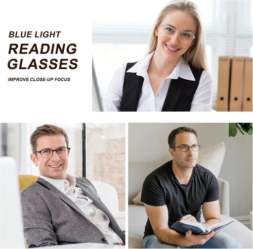 AQWANO 4 Pack Flexible Computer Reading Glasses Men Women Blue Light Blocking  Lightweight TR90 Frame Readers Glasses Anti Glare 2.0