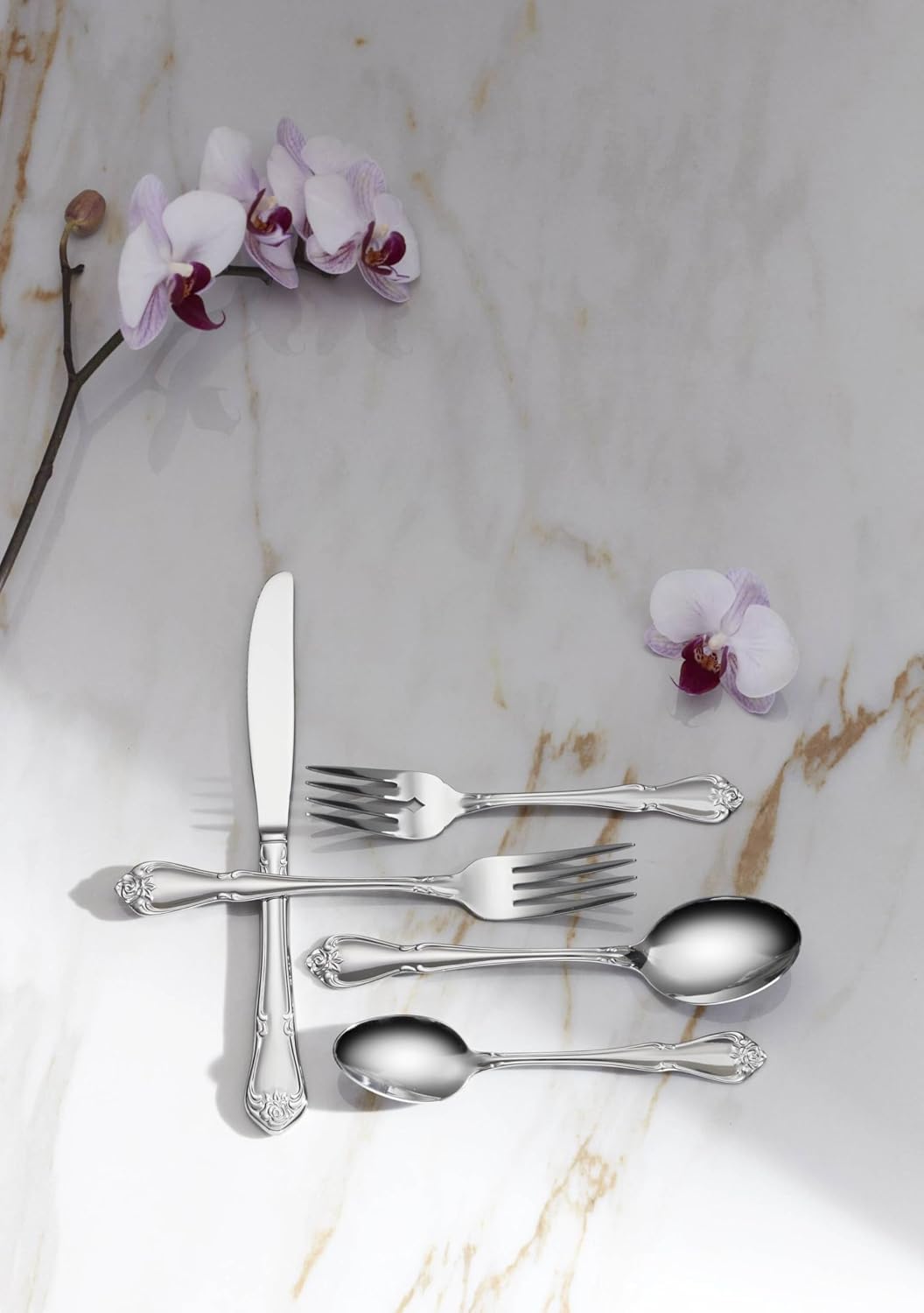 Oneida B552004C True Rose Everyday Flatware Dinner Spoons  Set Of 4  6.75" L x 1.6" W