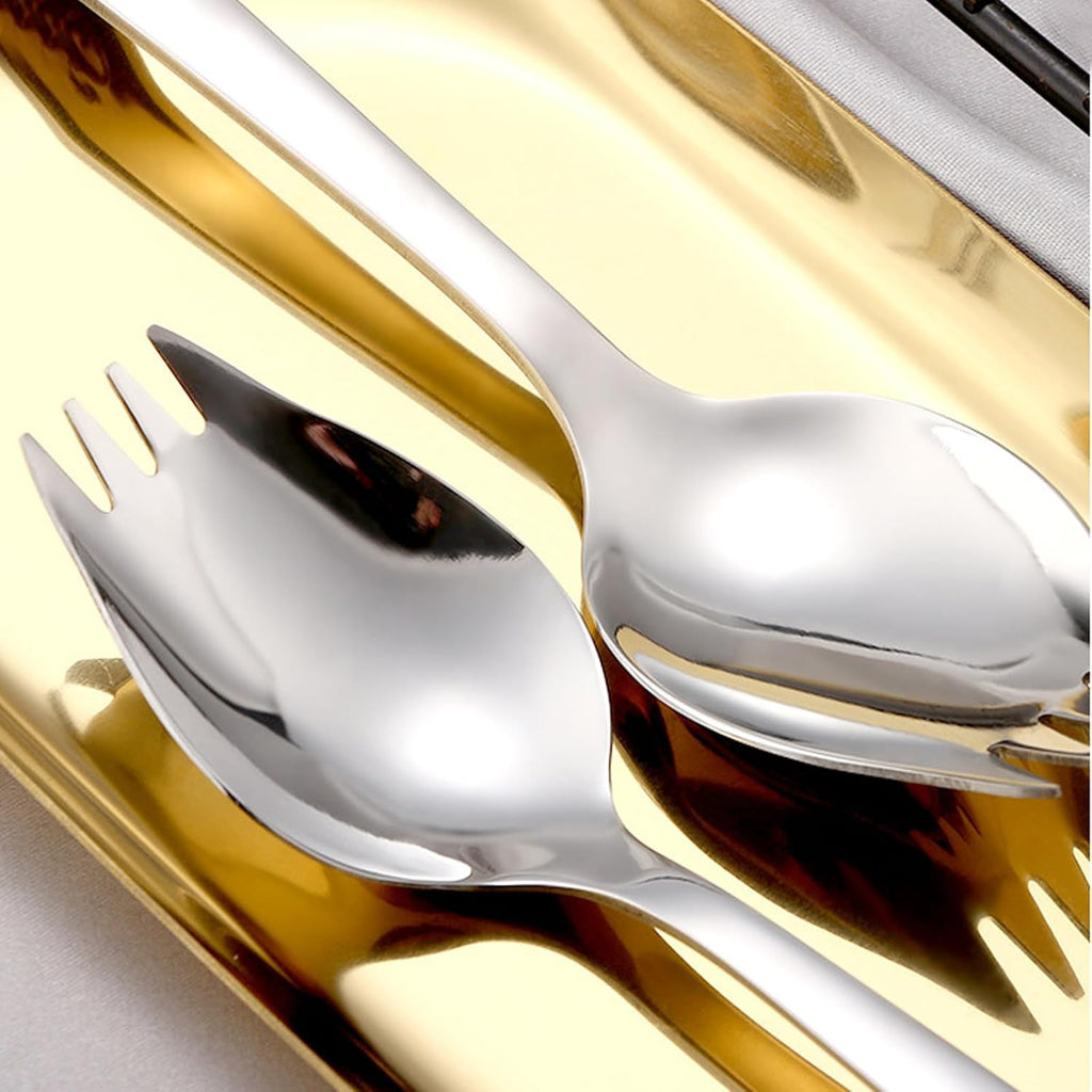 IQCWOOD Sporks  4-Pack 18/10 Stainless Steel Fork  Metal Spork for Everyday Household Use  7.4-Inch Long Handle Dessert Ice Cream Salad Forks  Flatware Set Spork for Fruit Appetizer Dessert