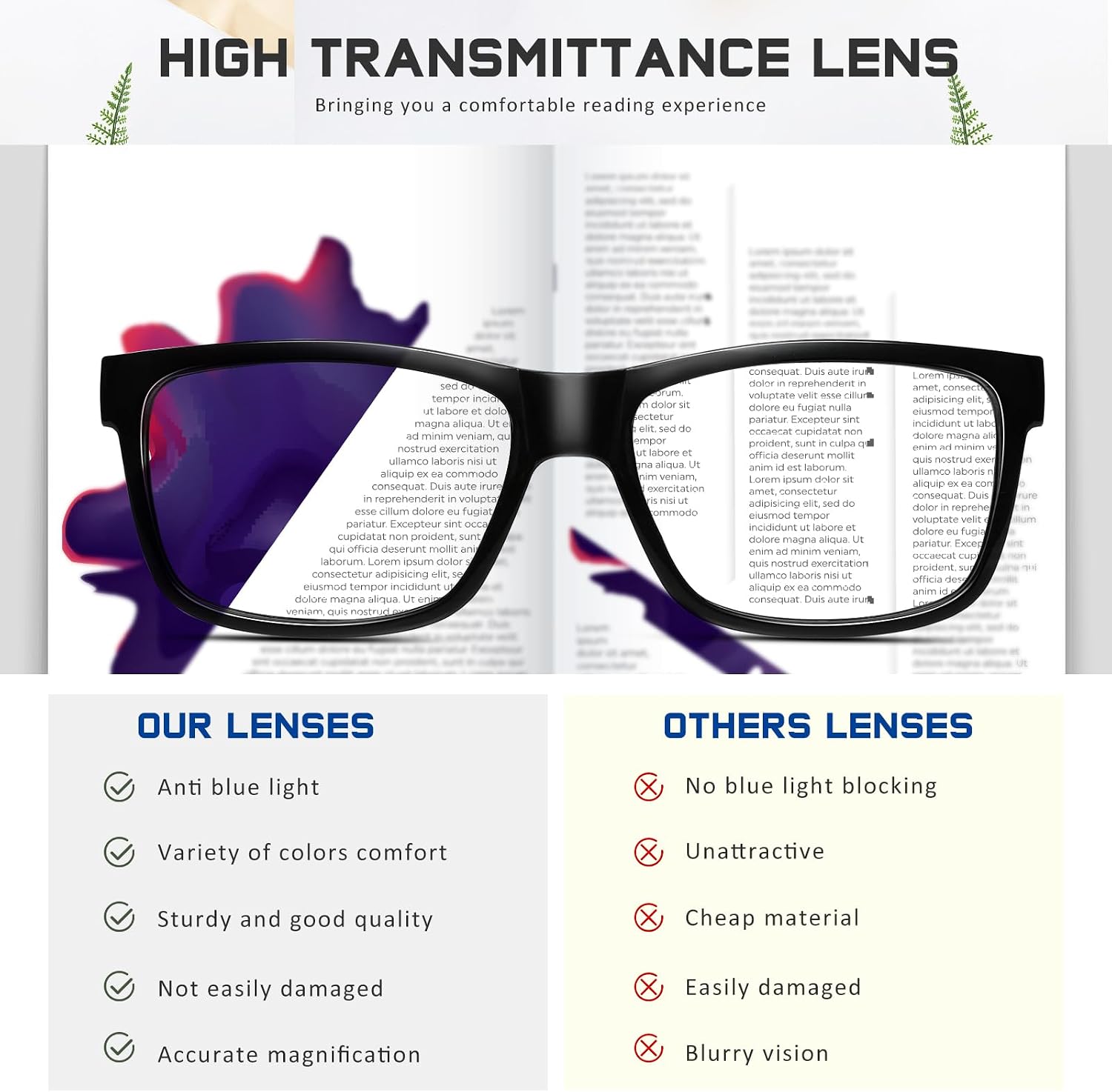 5 Pack Reading Glasses for Women Men Blue Light Blocking - UV Filter Computer Readers Anti Eyestrain Eyeglasses