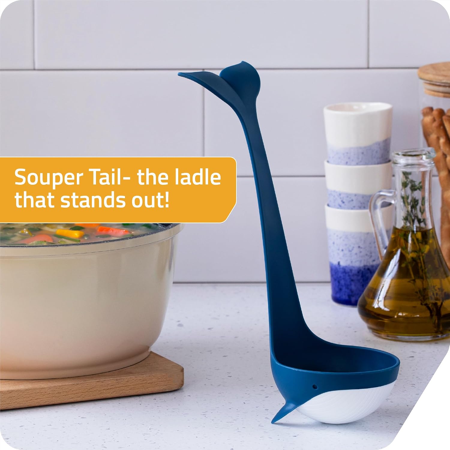 Peleg Design Souper Tail Soup Ladle - Ideal for Cooking  Serving Soup  Stew  and more – Fun and Decorative Ladle Spoon during Meals or Gatherings