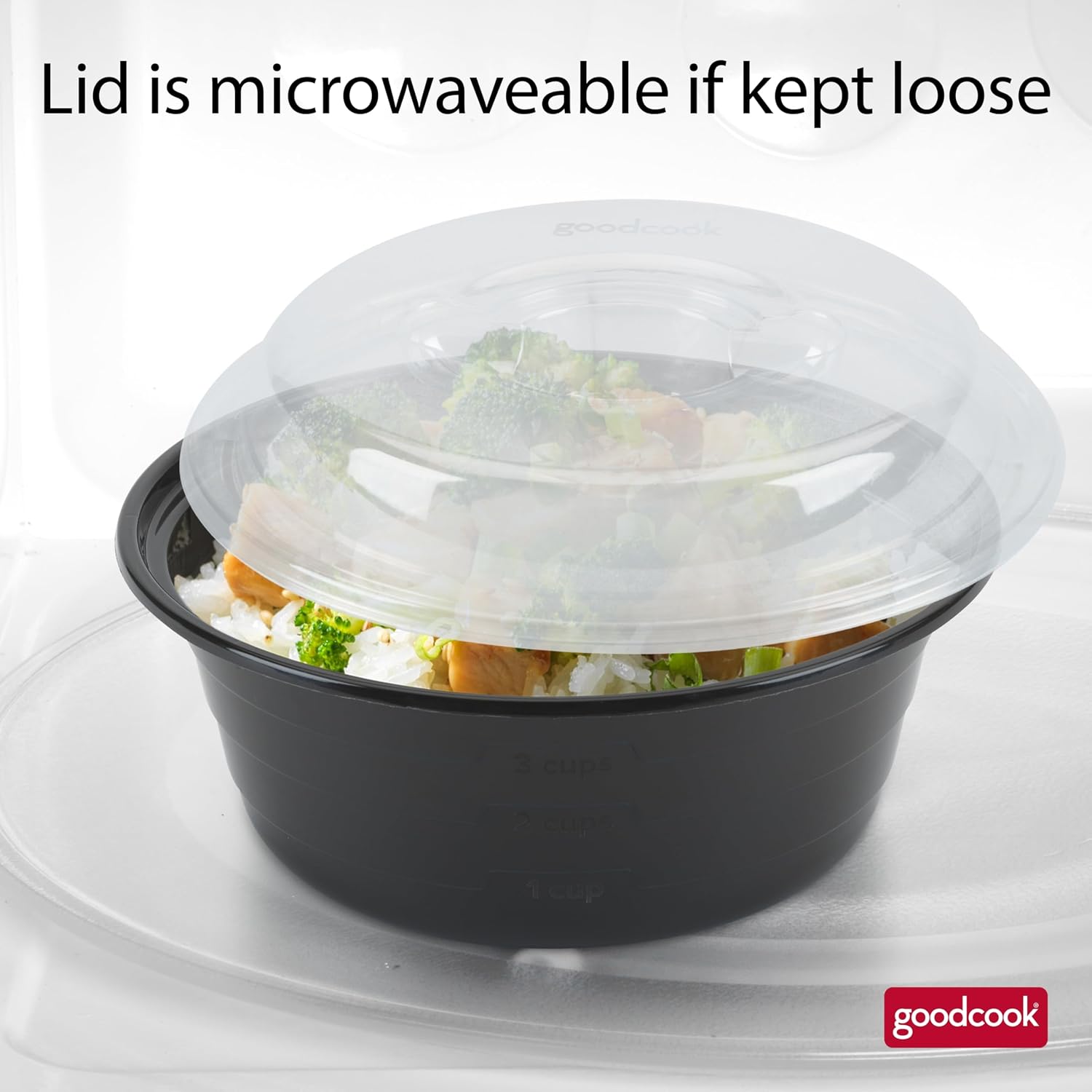 GoodCook 4-Cup Meal Prep Bowls Set with Lids and Dressing Cup  Microwavable Food Storage Containers for Meal Prepping  Set of 10  Black