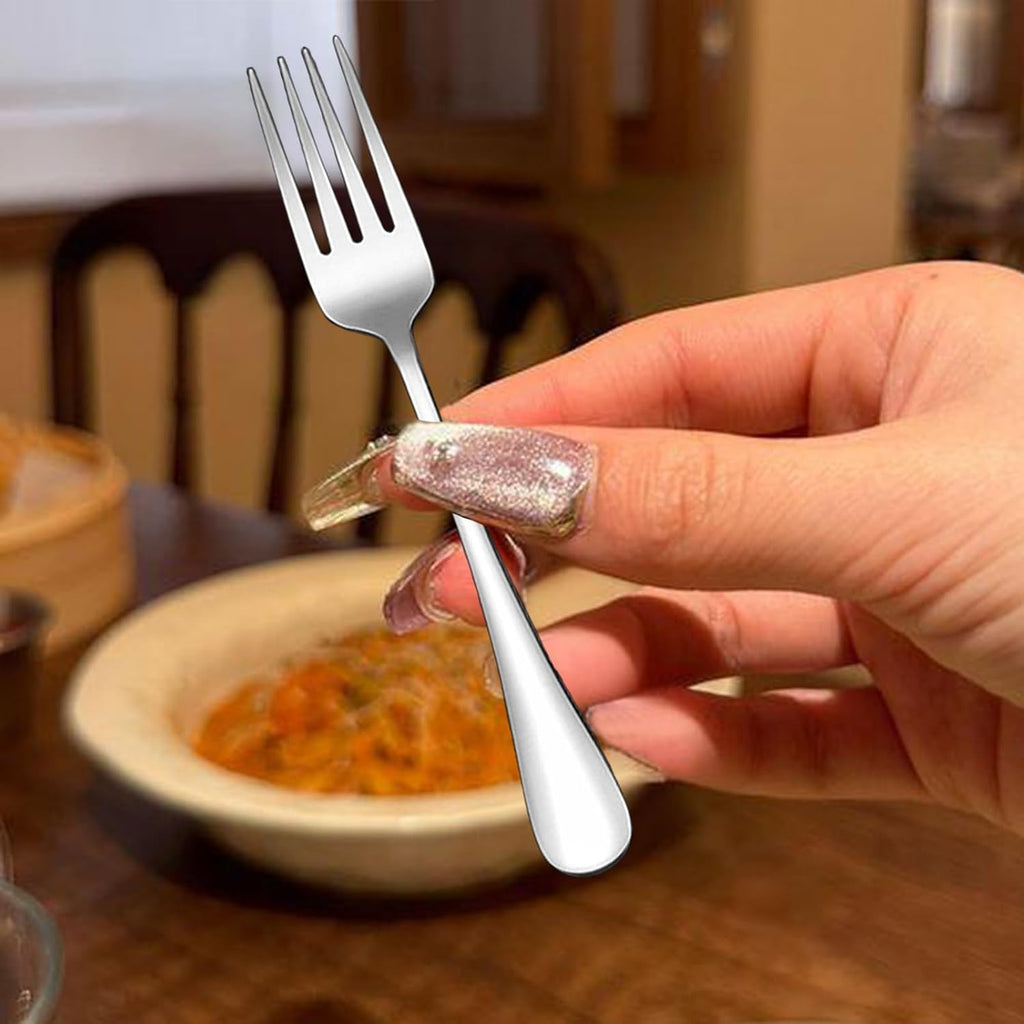 Salad Forks Mirror Polished Stainless Steel Dessert Forks Set  Silverware Dishwasher Safe Use for Home Kitchen Party Restaurant- Set of 12  6.9 Inches