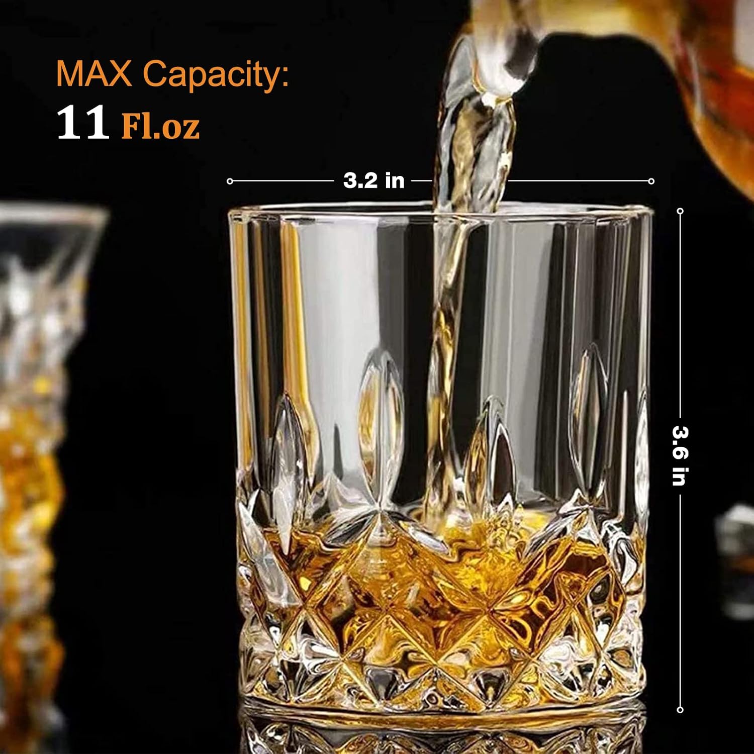 Crystal Whiskey Glasses Set of 8(Buy 6  get 2 Free)  11 OZ Old Fashioned Whiskey Glasses  Bourbon Cocktail Rocks Glasses  Clear Bar Glasses for Drinking Scotch Vodka Tequila Rum Gift for Men