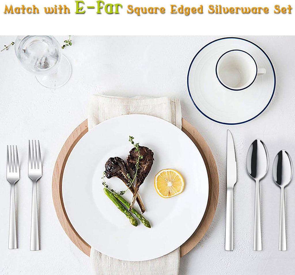 Salad Forks Set of 12  E-far 6.7 Inch Stainless Steel Dessert Forks for Home  Kitchen or Restaurant  Non-toxic & Mirror Polished  Squared Edge & Dishwasher Safe