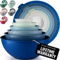 Zulay Kitchen 12 Piece Plastic Mixing Bowls with Leak-Proof Lids Set - Microwave and Freezer Safe Kitchen Mixing Bowls for Preparing  Serving and Storing - Large Nesting Bowls (Blue Ombre)
