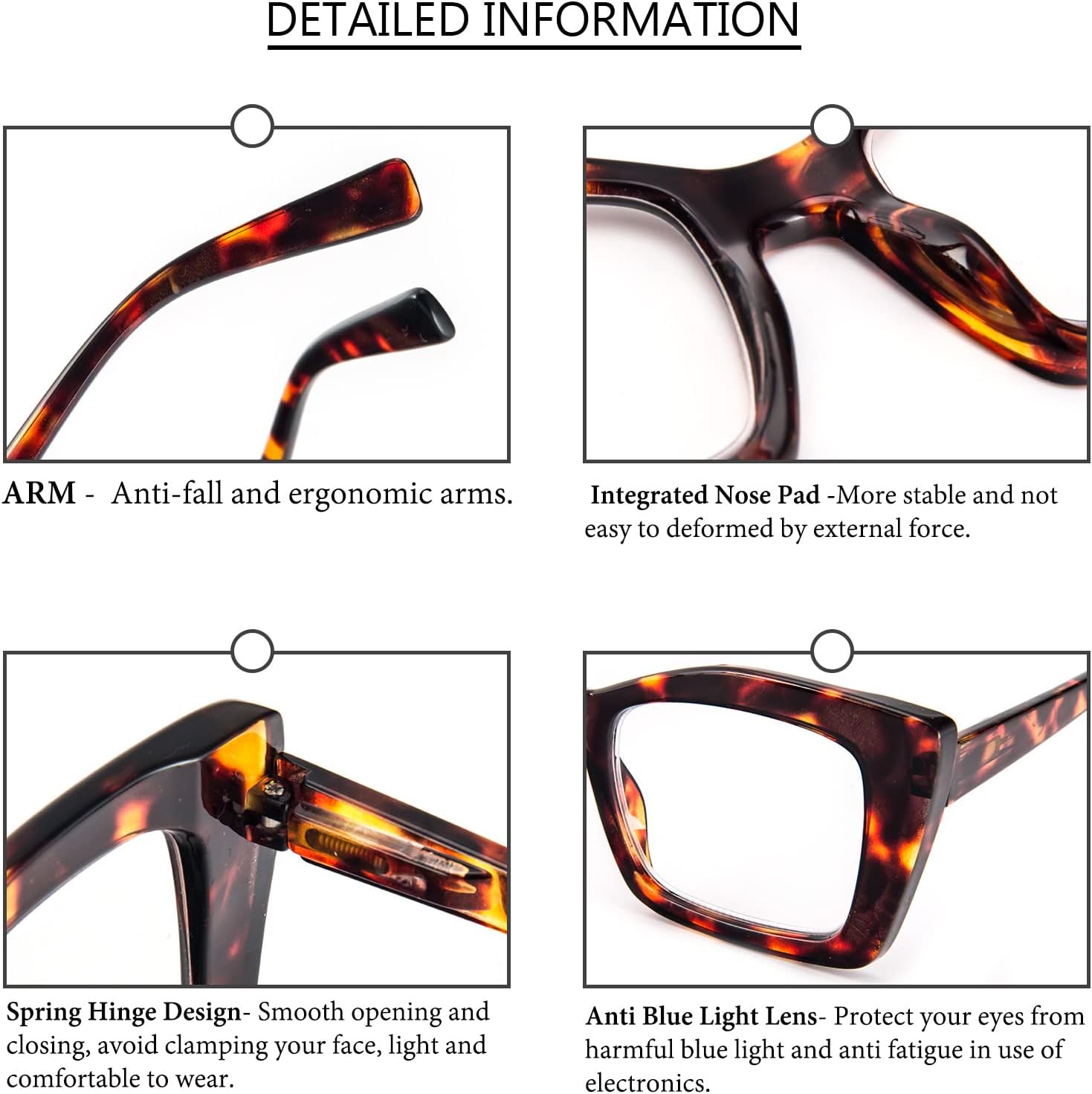 REAVEE Oversized Square Reading Glasses Oprah Style for Women  Blue Light Blocking Large Frame Computer Readers Spring Hinge