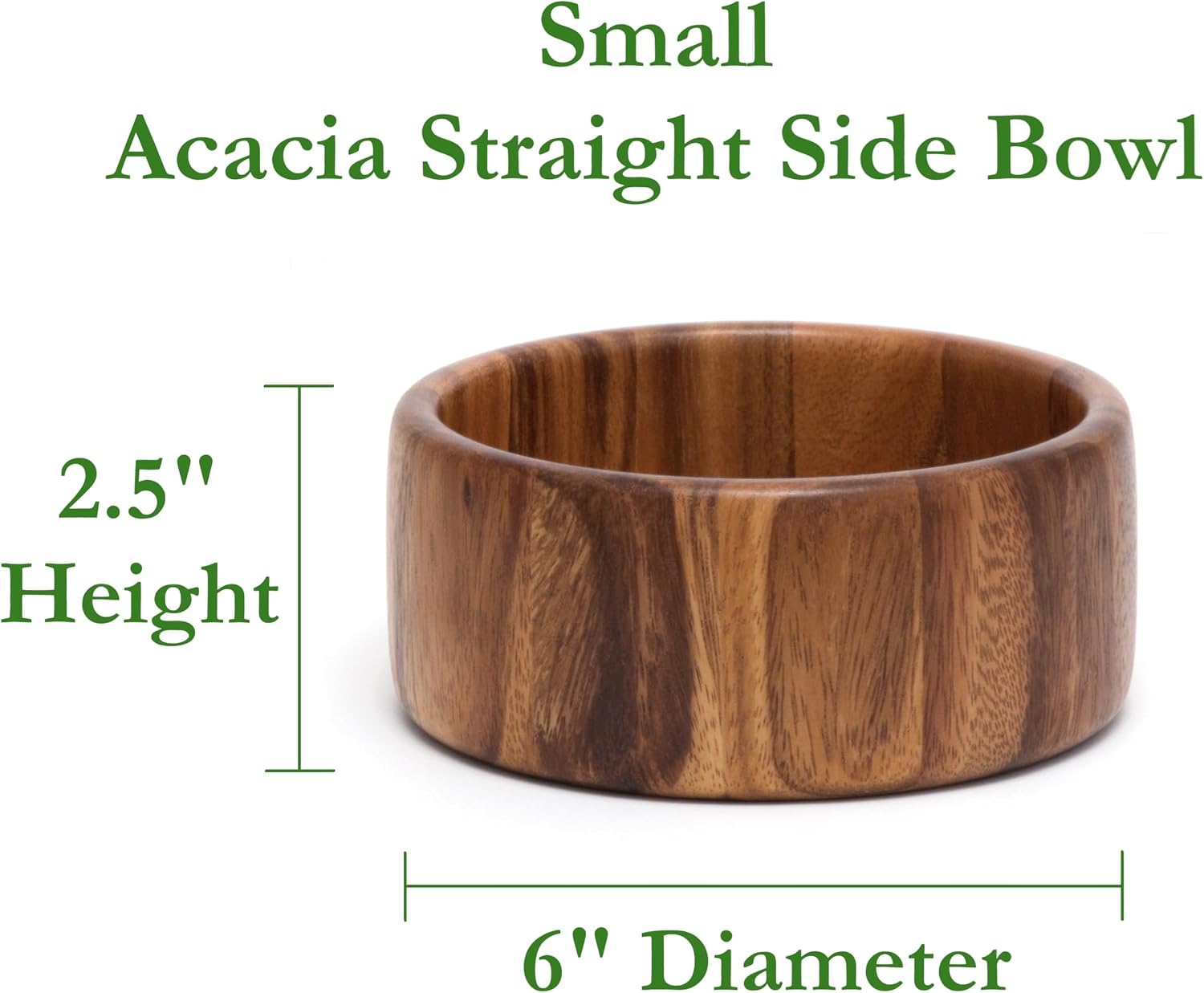 Lipper International Acacia Straight-Side Serving Bowl for Fruits or Salads  Small  6" Diameter x 2.5" Height  Single Bowl  29.59 fluid ounces