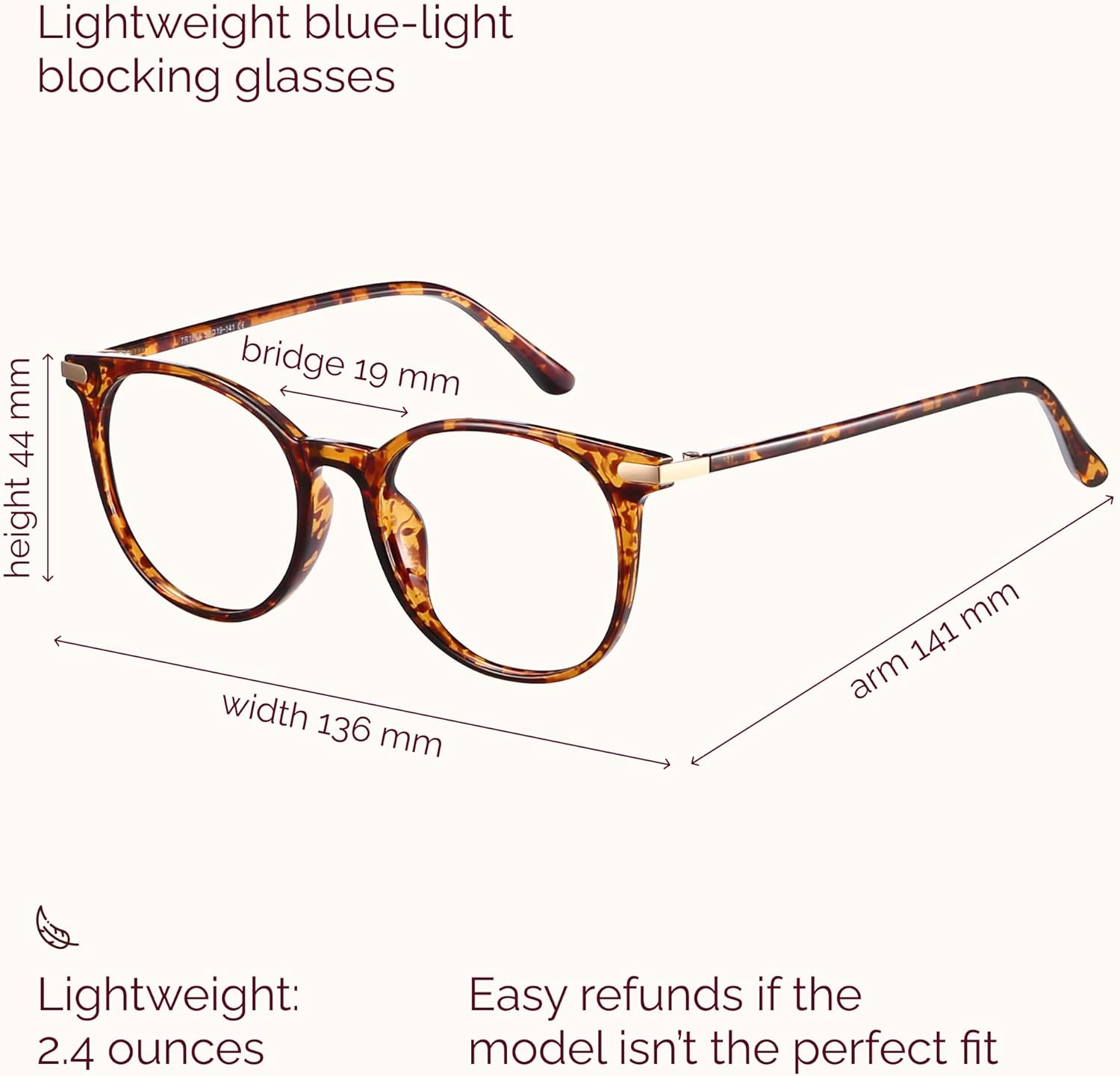 Gaoye Blue Light Blocking Glasses  Retro Round Eyewear Frame Anti Eyestrain Computer Glasses for Women Men (Tea Leopard/Transparent Lens)