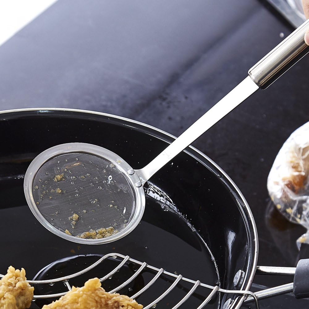 Hiware Stainless Steel Fat Skimmer Spoon - Fine Mesh Food Strainer for Grease  Gravy and Foam  Japanese Hot Pot Skimmer with Long Handle