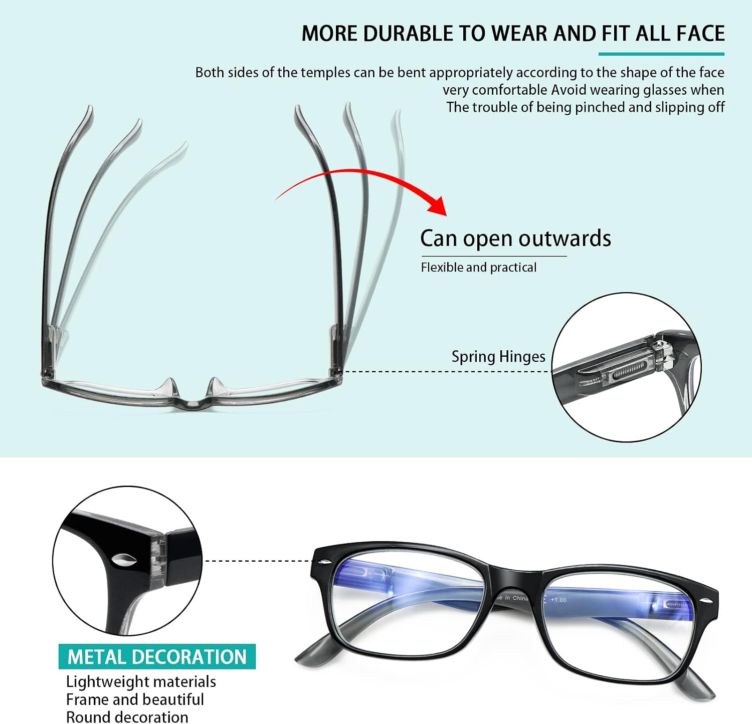 SIGVAN Reading Glasses 5 Packs Blue Light Blocking Eyeglasses Quality Spring Hinge Colorful Computer Readers for Women Men