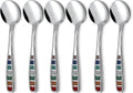 Premium 7.24" European Soup Spoons  Stainless Steel creative colorful enamel spoon drinking spoon  Dishwasher Safe Disinfection cabinet Set of 6