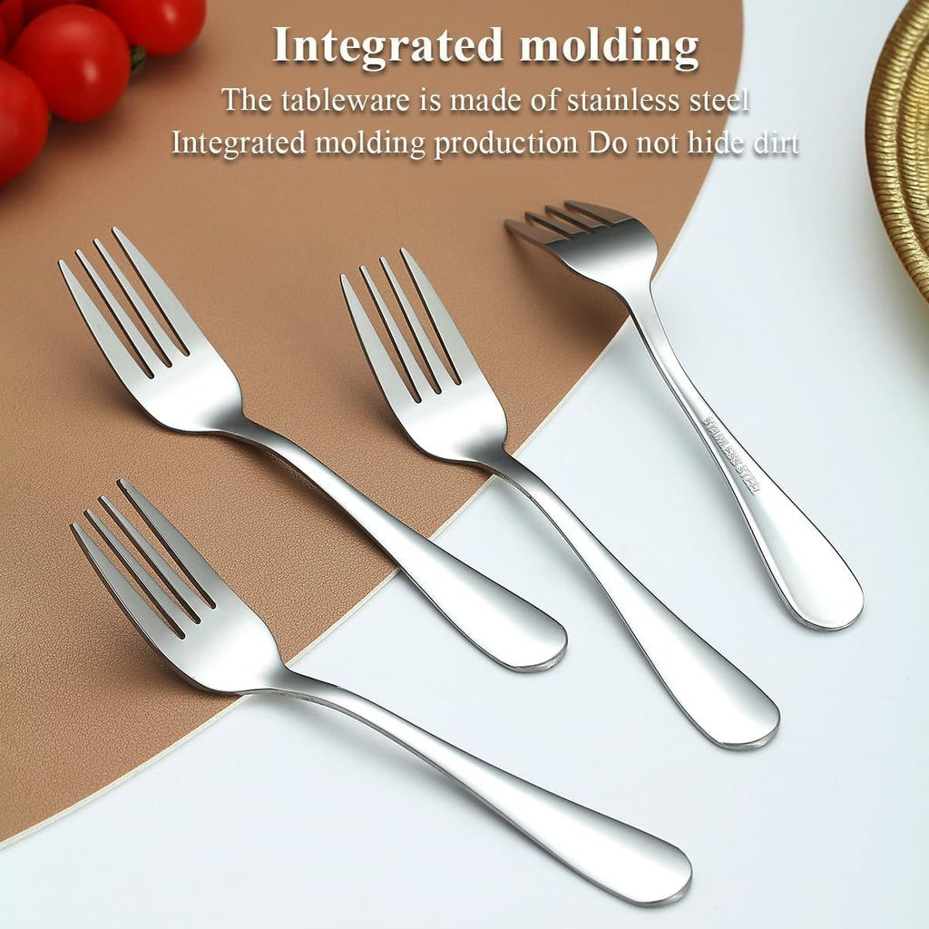 Evanda Dessert Forks Set of 12 Pack  5.62" Stainless Steel Pastry Fork  Appetizer Fork for Fruit  Cake  Cheese  Party Trips  Cafes  Restaurants  Easy To Clean  Dishwasher Safe
