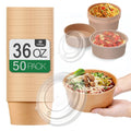 36Oz 50Pcs Large Paper Bowls with Lids  Disposable Soup Serving Bowls Bulk Party Supplies for Hot/Cold Food  Soup (36 OZ)