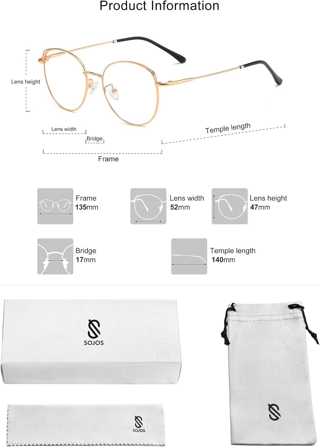 SOJOS Cat Eye Blue Light Blocking Glasses for Woman Hipster Metal Frame Womens Eyeglasses She Young SJ5027