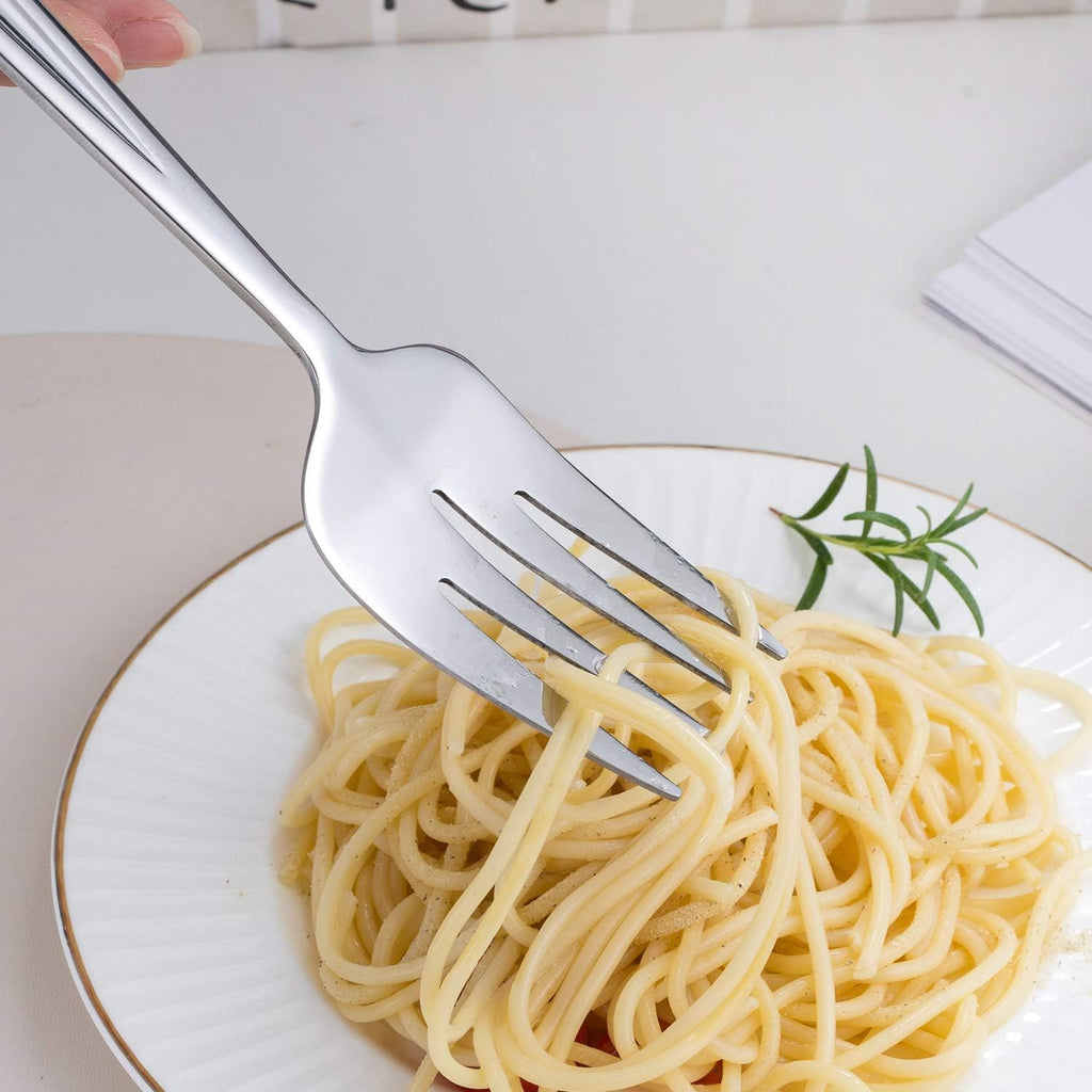 GoGeiLi Stainless Steel Large Serving Fork Set  9.5-inch Big Serving Fork for Party  Banquet  Buffet  Dishwasher Safe  Set of 3