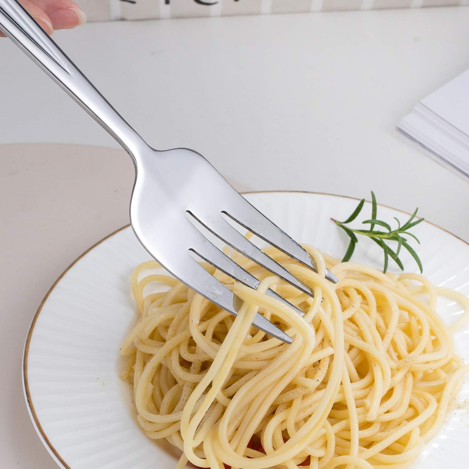 GoGeiLi Stainless Steel Large Serving Fork Set  9.5-inch Big Serving Fork for Party  Banquet  Buffet  Dishwasher Safe  Set of 3