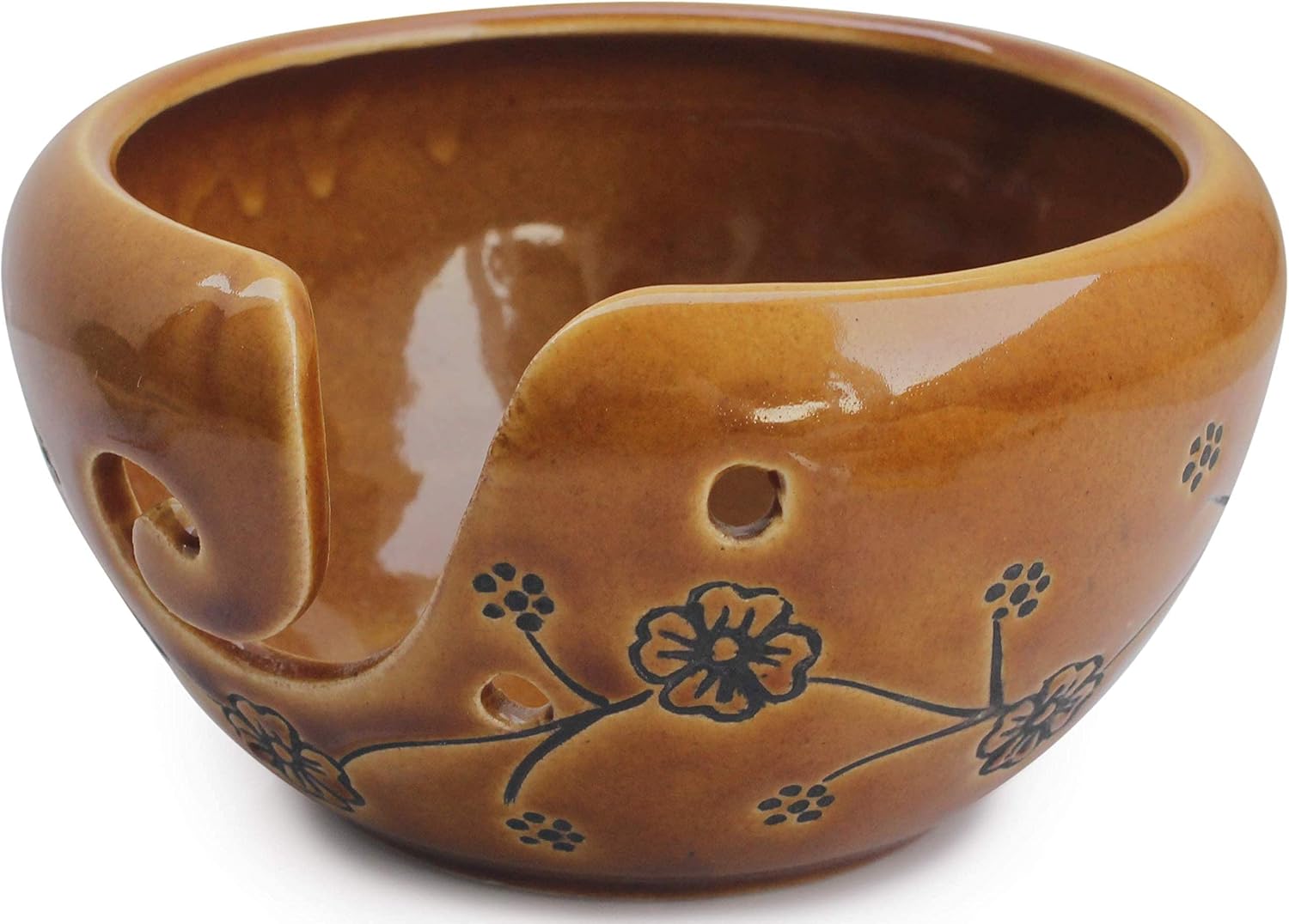 Deals - Ceramic Yarn Bowls 6x4 Inch Handmade Yarn Holder Decorative Knitting Bowl for Knitters Great Gift for Crochet Lovers by ABHANDICRAFTS (Brown)