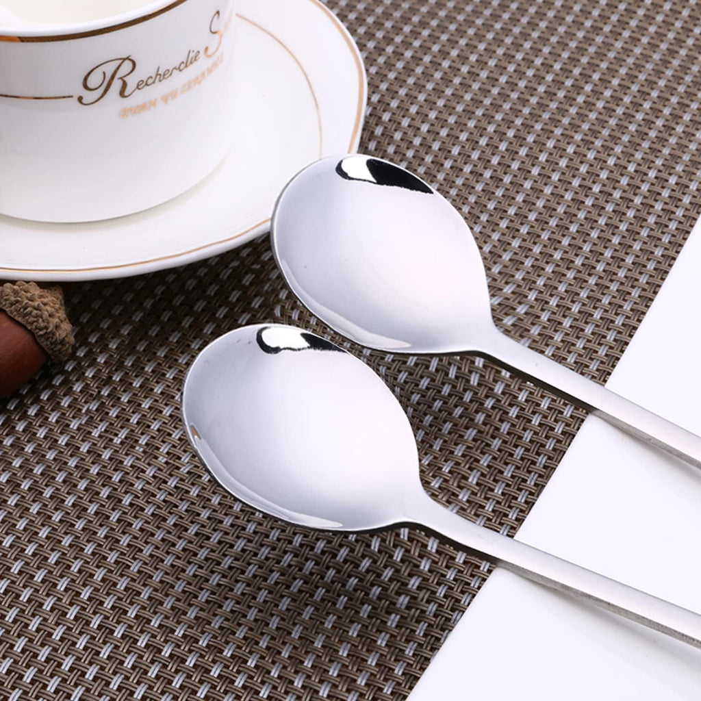 IQCWOOD Spoons  8 Pieces Korean Spoon  8.5 Inch Stainless Steel Table Soup Spoons with Long Handles for Home  Kitchen  or Restaurant Flatware Set