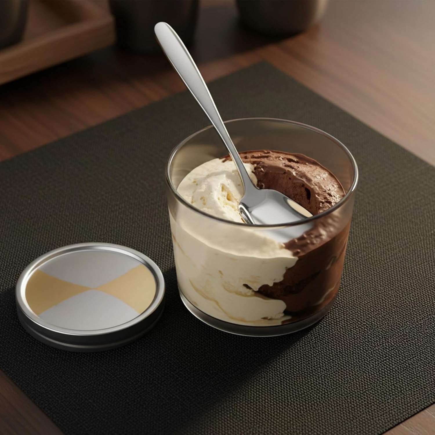 4 Pcs Ice Cream Spoon  Square Head Dessert Spoons Stainless Steel Soup Spoon Mini Shovel Spoons for Tea Dessert Sugar 6.0-inch Silve