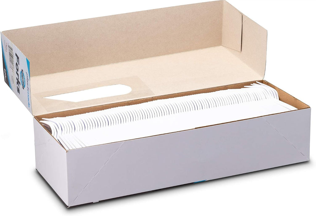 500 Count Extra Heavy duty Plastic Forks  Disposable White Fork  Heavyweight Bulk Cutlery for Dinner  Events  Catering  Parties & Takeout