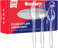 JOLLY CHEF 360 Count Clear Plastic Silverware Heavy Duty-180 Forks  120 Spoons  60 Knives  Heat Resistant Plastic Cutlery  Disposable Utensils Set for Parties  Events  Everyday Use