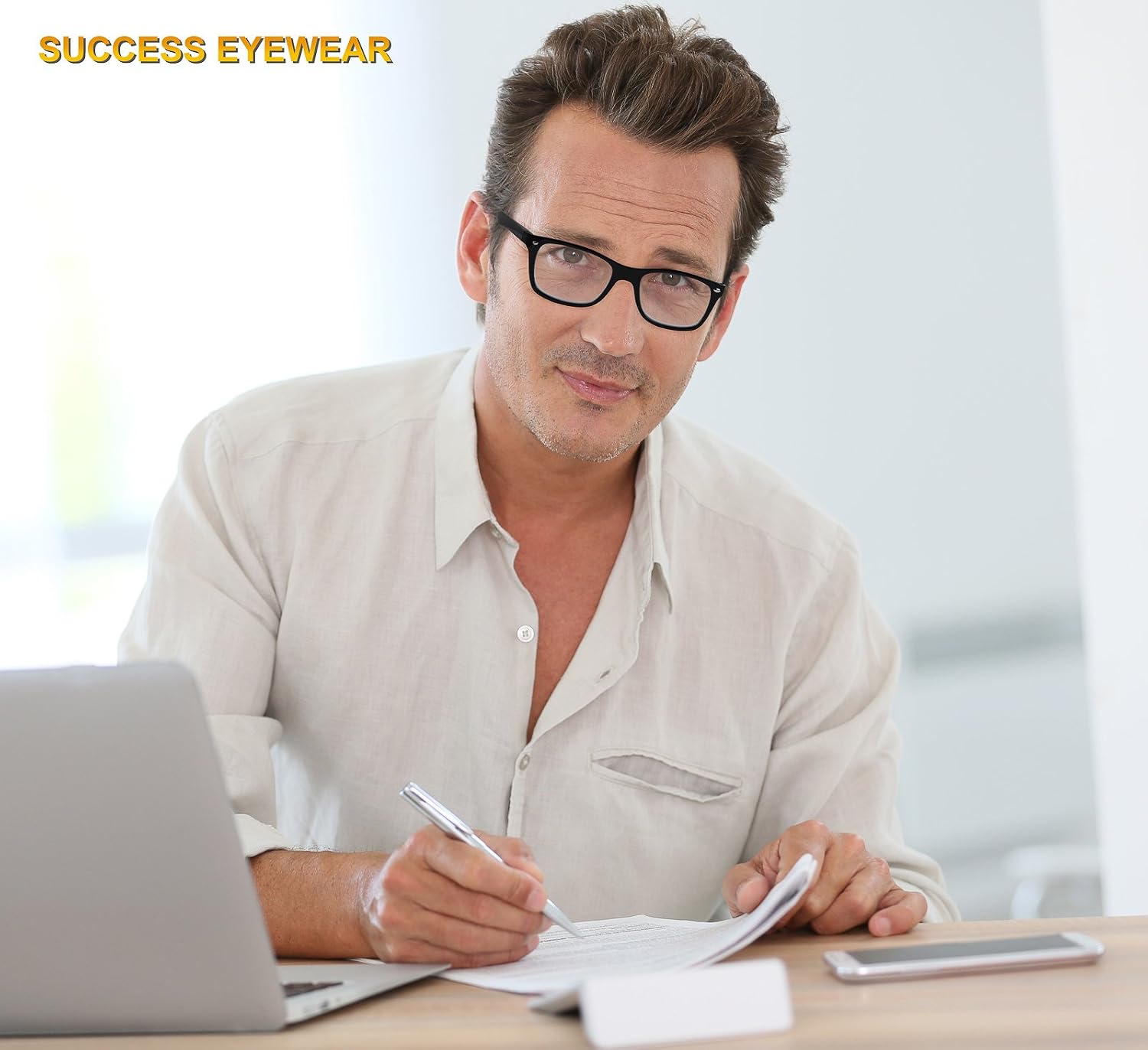 Success Eyewear Reading Glasses Set of 4 Black Quality Readers Spring Hinge Glasses for Reading for Men and Women