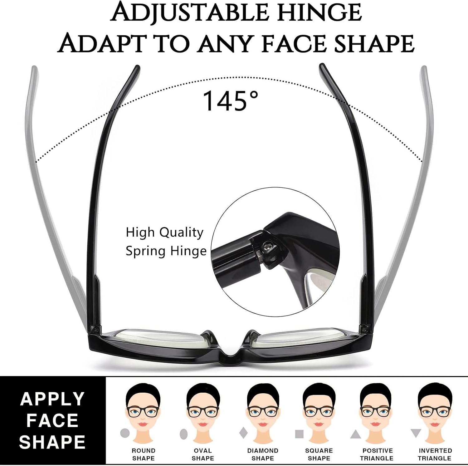 Hubeye Oprah Style Readers for Women Stylis Style Reading Glasses with Blue Light Blocking and Spring Hinge