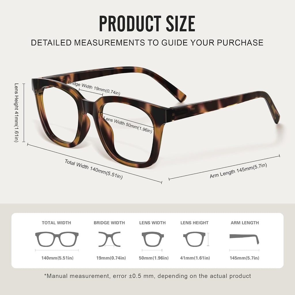 Blue Light Blocking Glasses for Women Men Oversize Fashion Squre Anti Eyestrain Glasses for Gaming/Reading/TV
