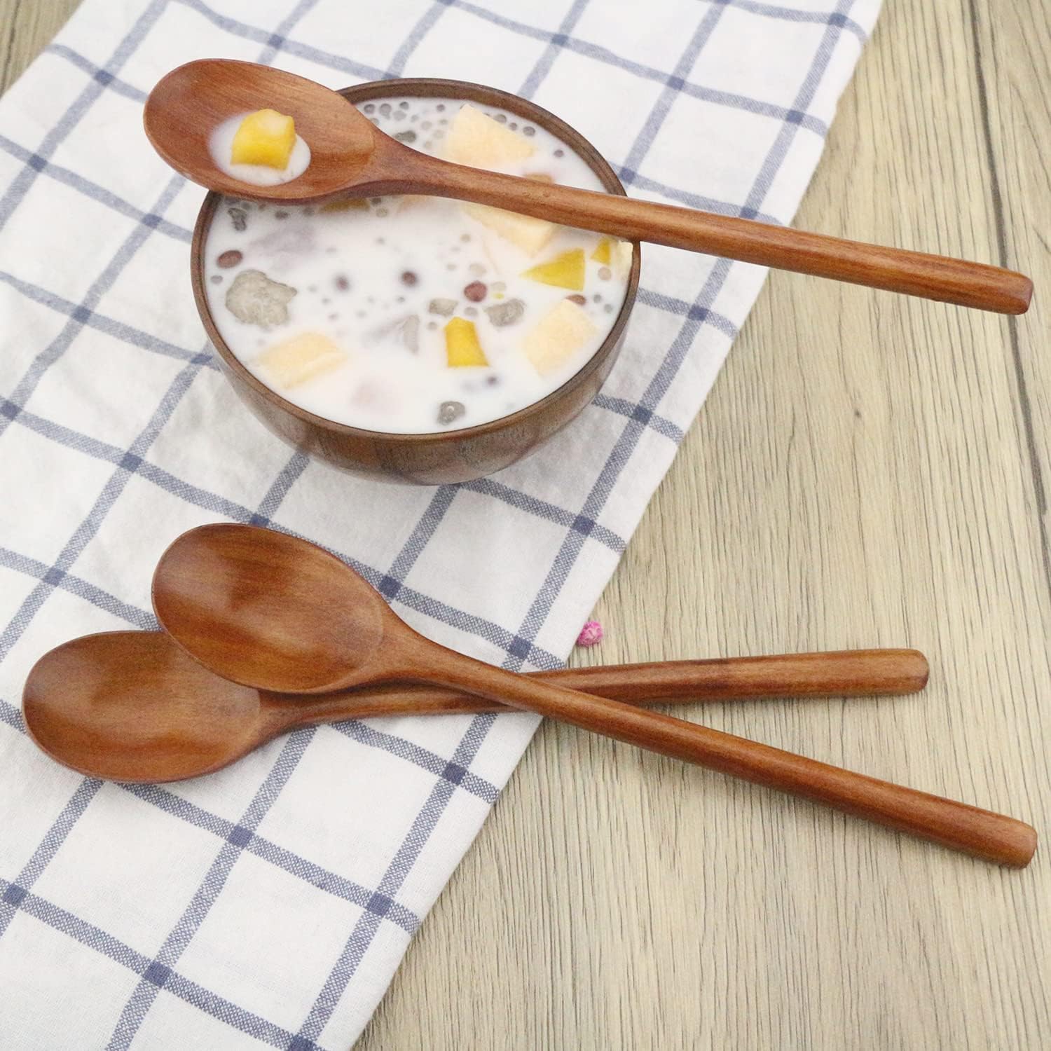 Wooden Spoons  6 Pieces 9 Inch Wood Soup Spoons for Eating Mixing Stirring  Wood Spoon with Japanese Style Kitchen Utensil