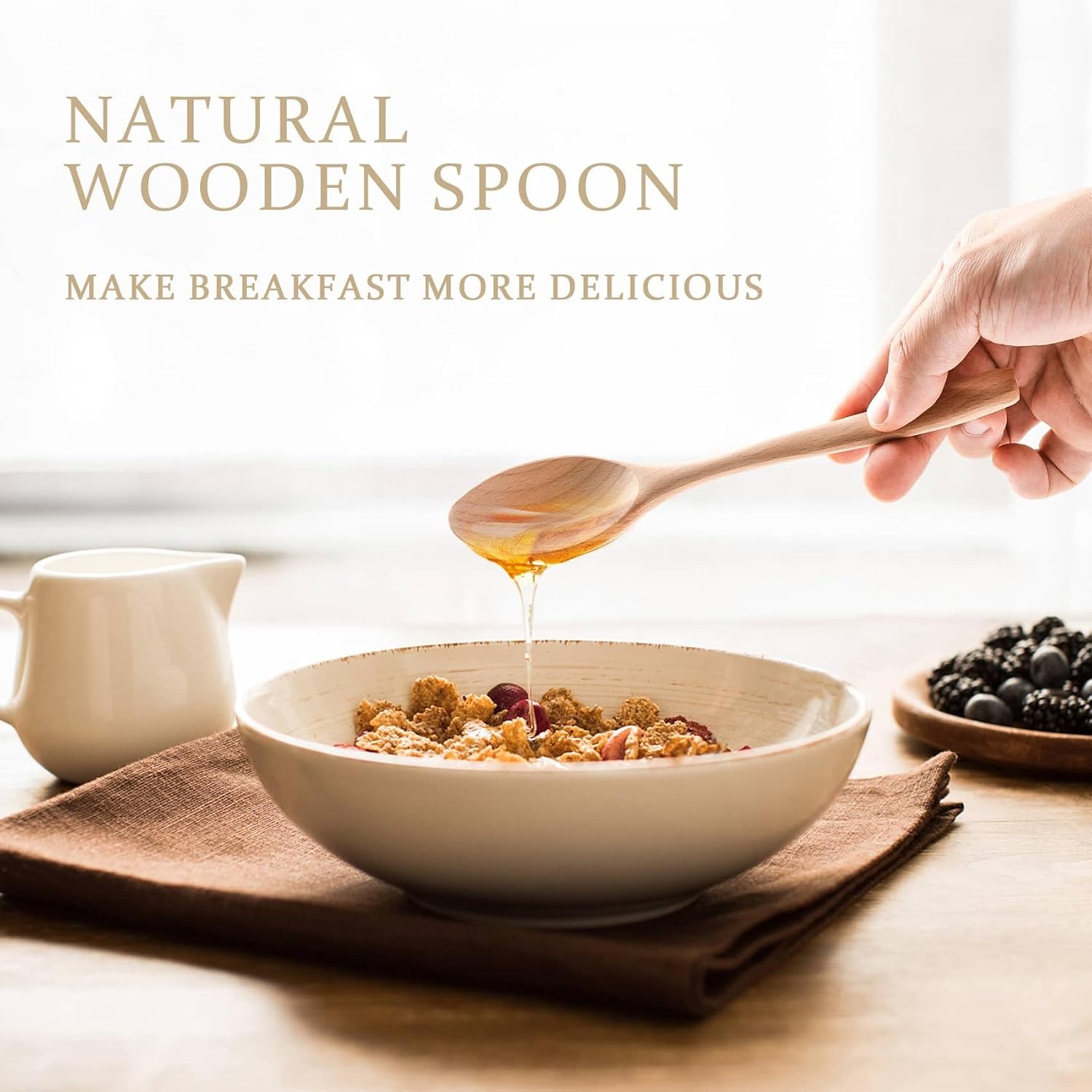 7.3inch Small Wooden Spoons  6PCS Uncoated Beech Plain Small Wooden Spoons Set  Table Spoons for Present Honey  Serving  Eating  Soup  Chocolate  Coffee  Tea