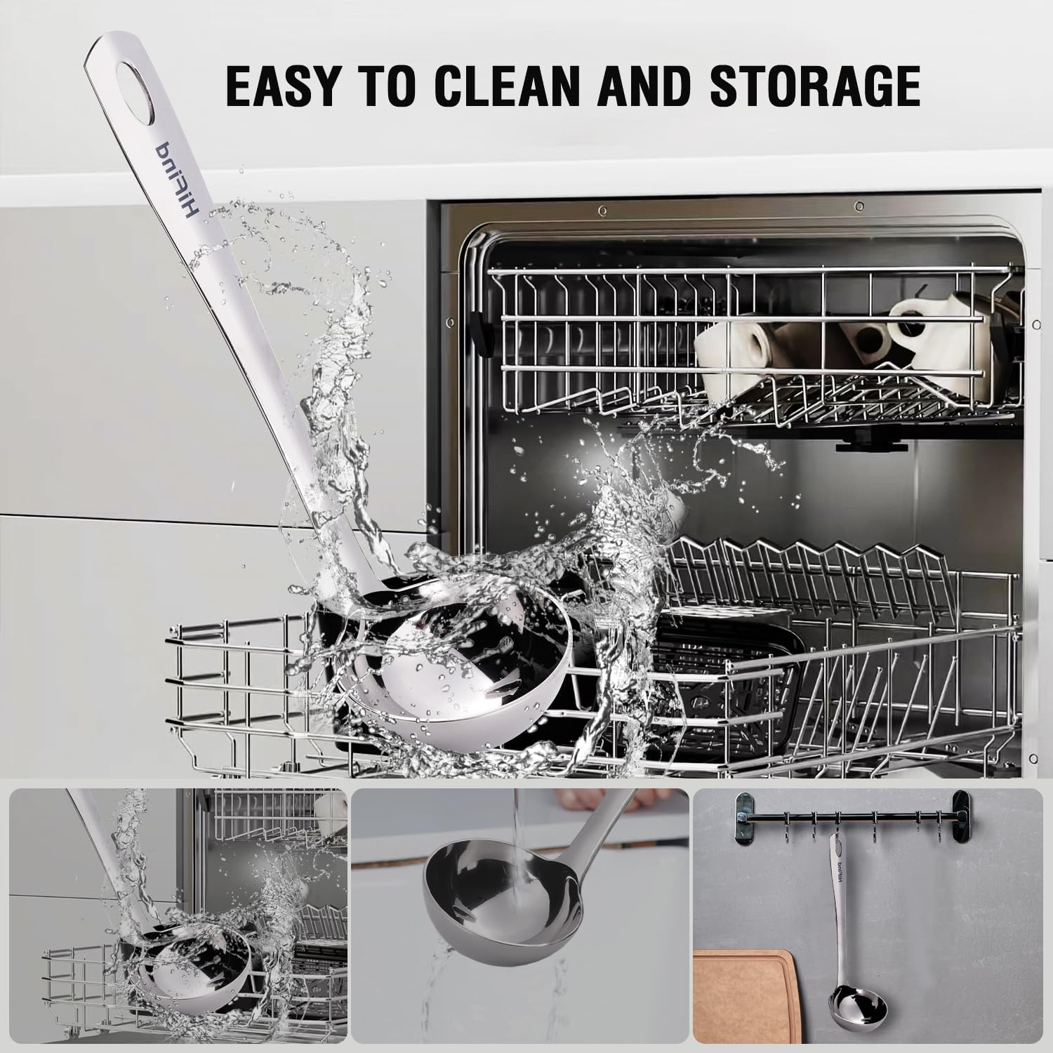 Large Ladle Spoon 10.6 Inches Stainless Steel  Heavy Duty Mirror Polished Cooking Utensil  Dishwasher Safe  Kitchen Serving Tool  Rust-Resistant Metal Unique Soup Spoon