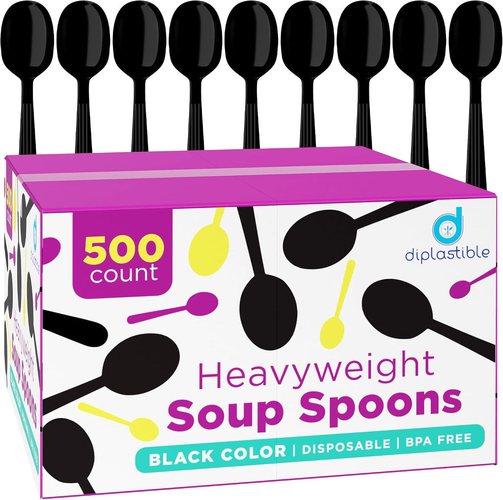 Plastic Spoons Heavy Duty - Soup Spoons - Disposable Spoons Utensils - Cutlery for Parties and Events Pack of 500