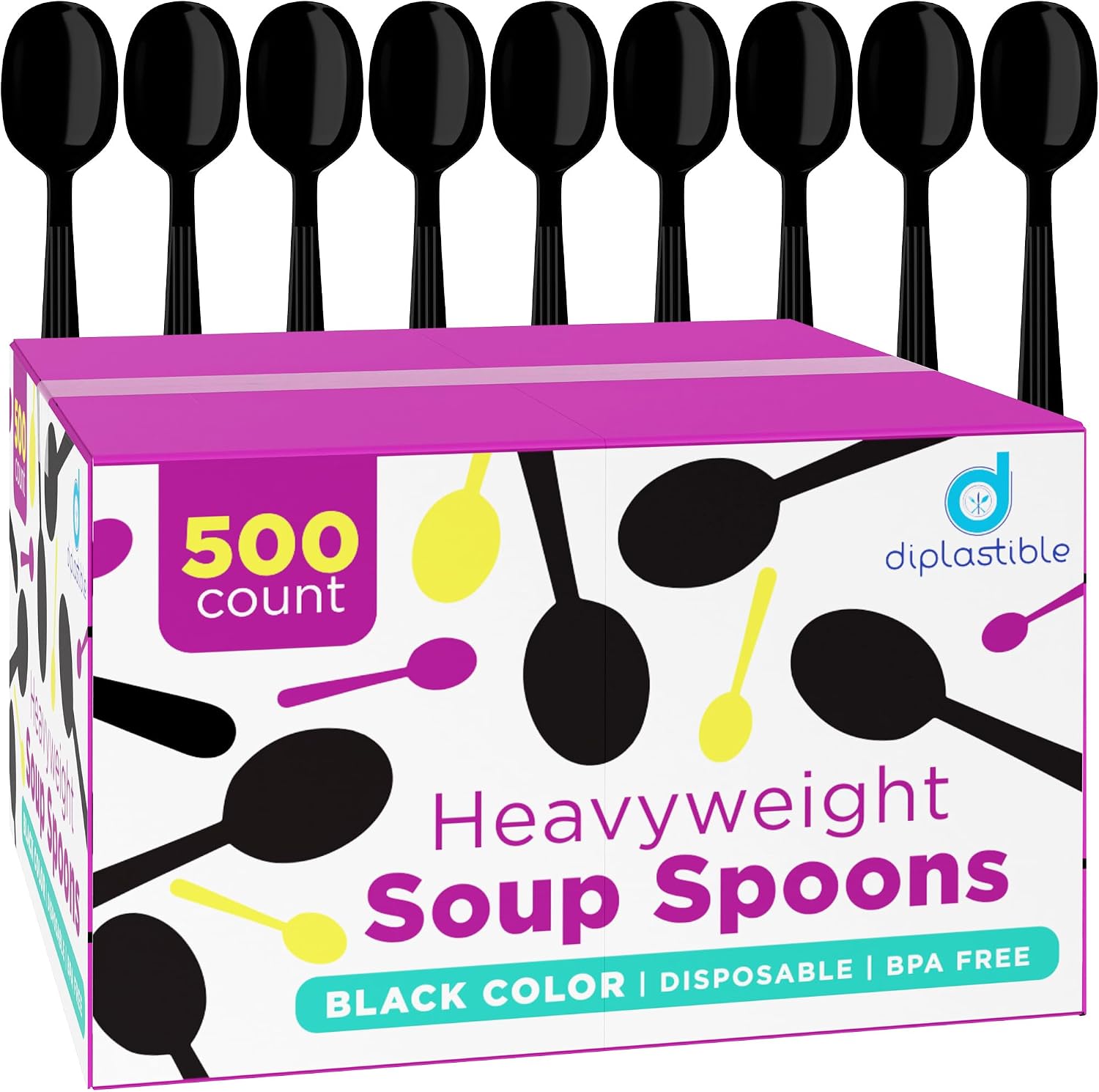 Plastic Spoons Heavy Duty - Soup Spoons - Disposable Spoons Utensils - Cutlery for Parties and Events Pack of 500
