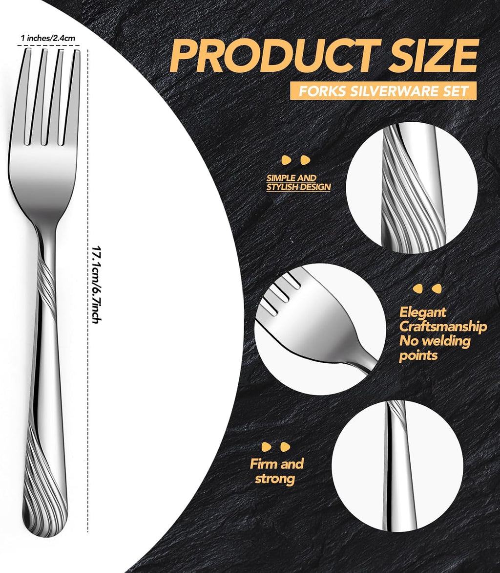 50 Pieces Stainless Steel Forks Silverware Set 6.7 Inches Dinner Flatware Salad Forks Bulk Mirror Polished  Dishwasher Safe  Use for Home  Kitchen and Restaurant