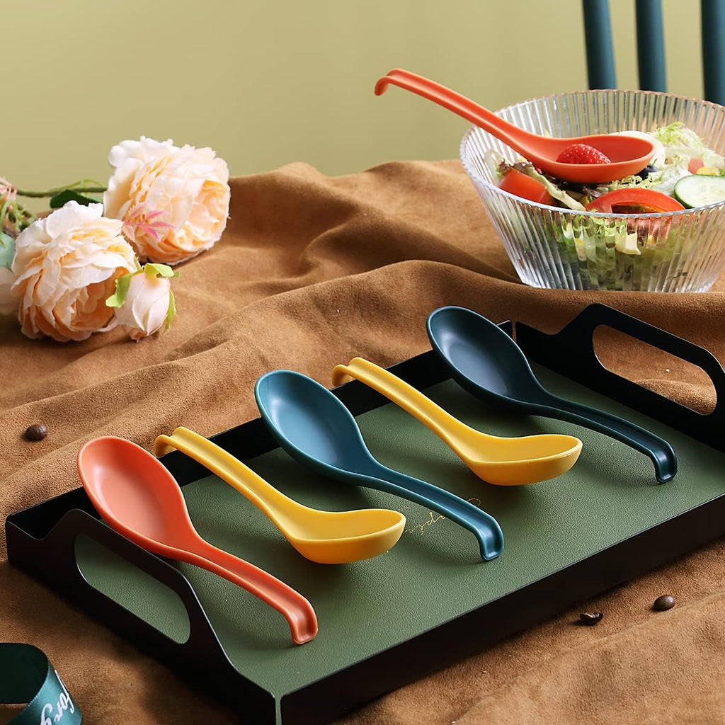 Evanda Soup Spoon  ECO Friendly Dinner Spoon Made of Food Grade PP  BPA Free Easy Clean Dishwasher Safe Set of 12(Mix Color)