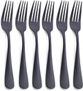 Matte Black Dinner Fork  GoGeiLi Stainless Steel Satin Finish 8.0-inch Silverware Flatware Fork Set  Service for 6  Dishwasher Safe