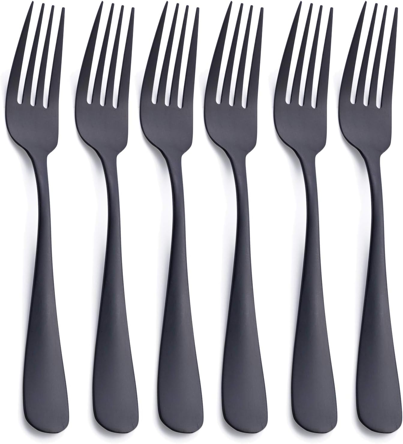 Matte Black Dinner Fork  GoGeiLi Stainless Steel Satin Finish 8.0-inch Silverware Flatware Fork Set  Service for 6  Dishwasher Safe