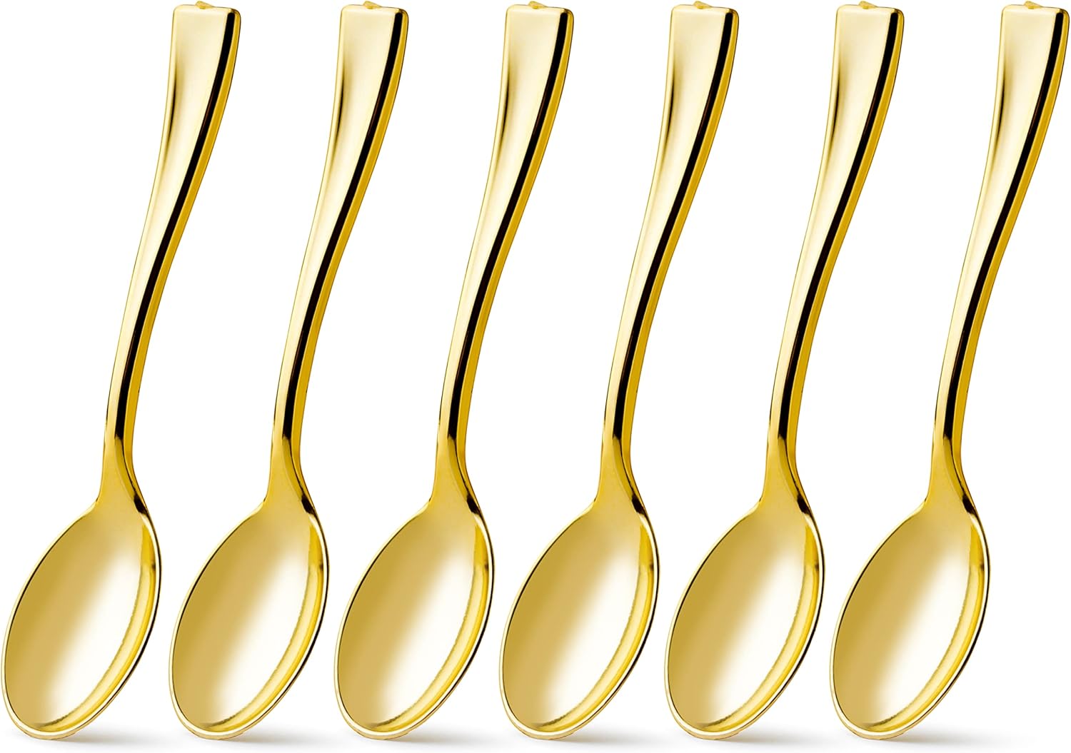 Posh Setting Plastic Mini Gold Spoons  4 inch Gold Dessert Spoon Disposable  Small Plastic Spoons for Dessert  Tiny Little Appetizer Spoon Golden (80 Pack)