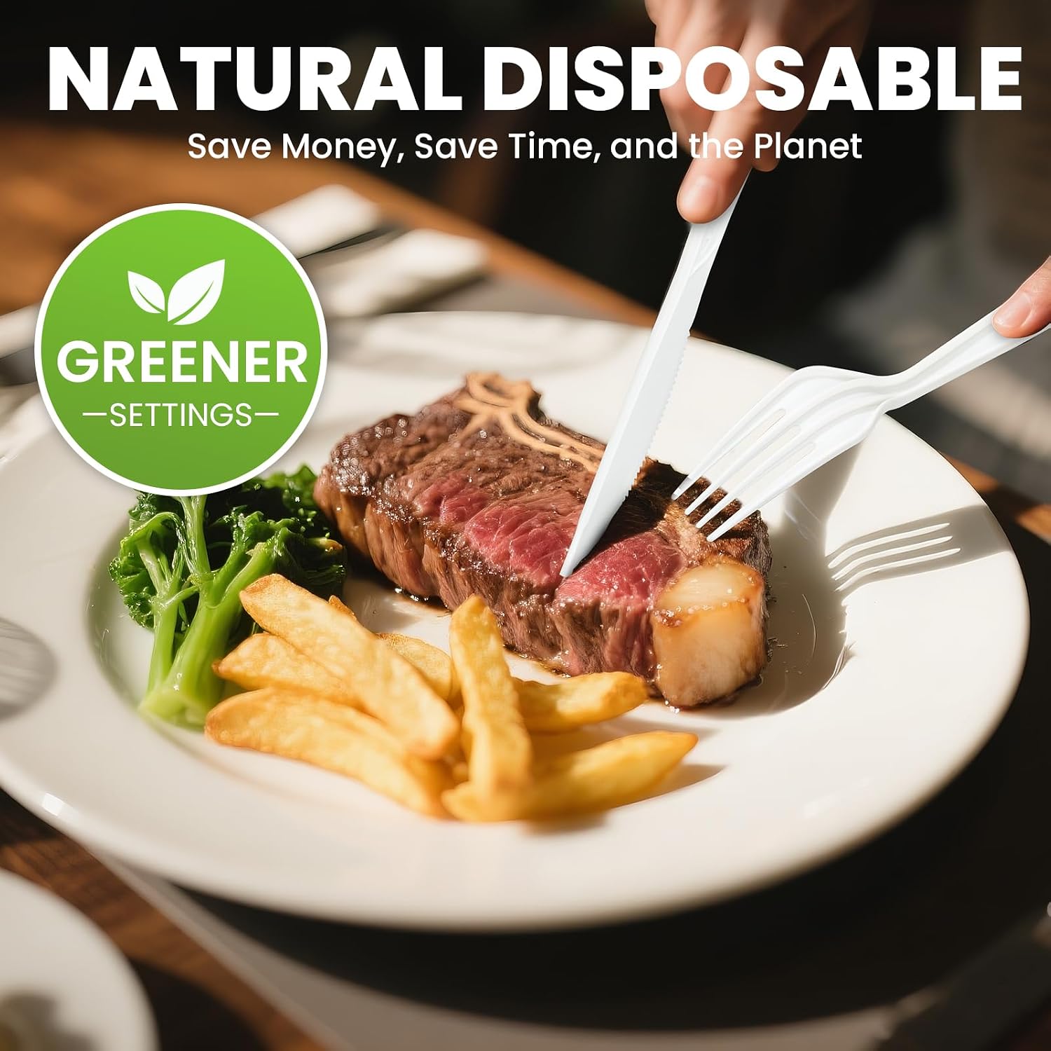 Heavy Duty Compostable Forks (300Pack)  Eco-Friendly Heavyweight No-Plastic Fork - 100% Disposable Forks Cornstarch Flatware for Lounge Party Wedding BBQ Picnic Camping (300Pack Forks Only)