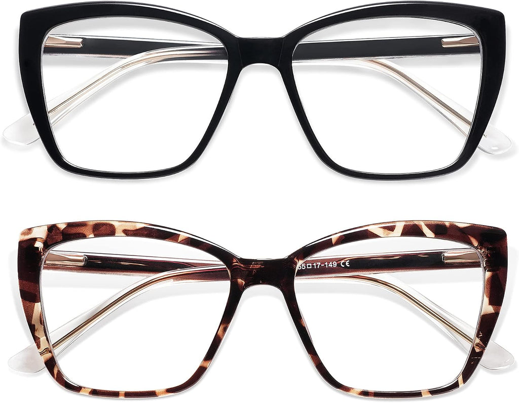 AMOMOMA Trendy TR90 Oversized Blue Light Reading Glasses Women Stylish Square Cat Eye Glasses AM6031