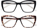 AMOMOMA Trendy TR90 Oversized Blue Light Reading Glasses Women Stylish Square Cat Eye Glasses AM6031