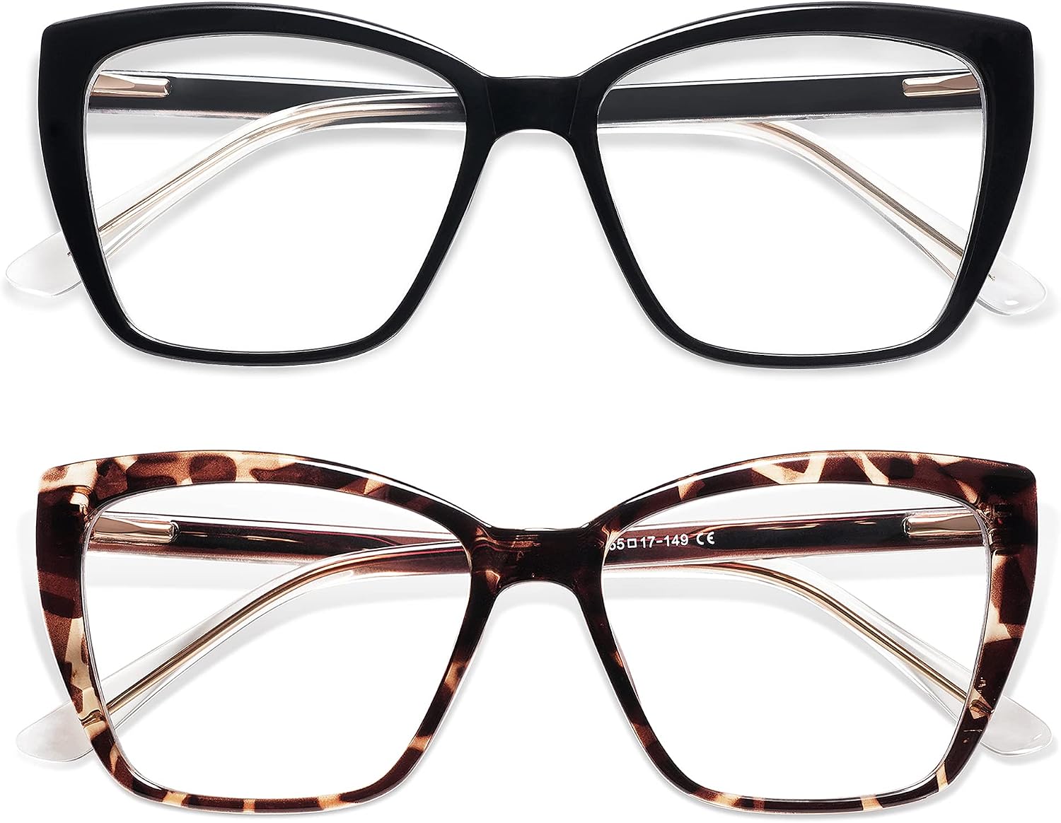 AMOMOMA Trendy TR90 Oversized Blue Light Reading Glasses Women Stylish Square Cat Eye Glasses AM6031