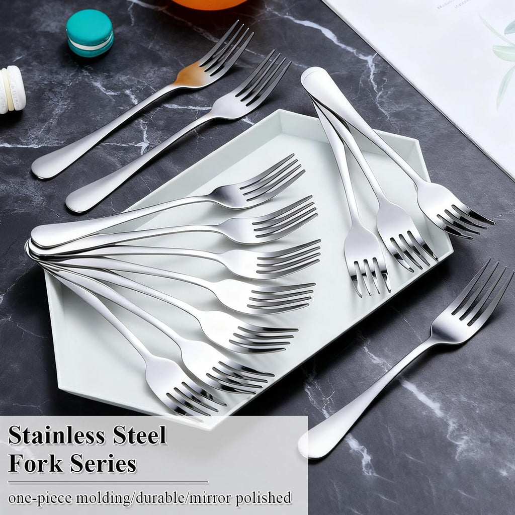 Berglander Salad Forks Set 24pcs  Stainless Steel 7.28" Dessert Forks  Flatware Silverware Fork for Home Kitchen  Restaurant  Hotel  Dishwasher Safe