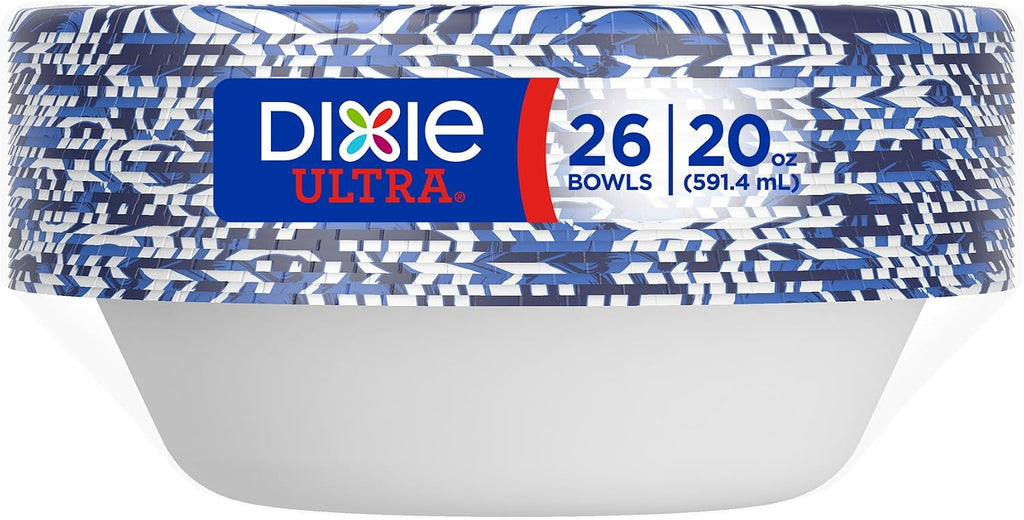 Dixie Ultra  Large Paper Bowls  20 Oz  26 Count  Microwave Safe  Compostable  Disposable Bowls Great For Breakfast  Lunch  And Dinner Meals