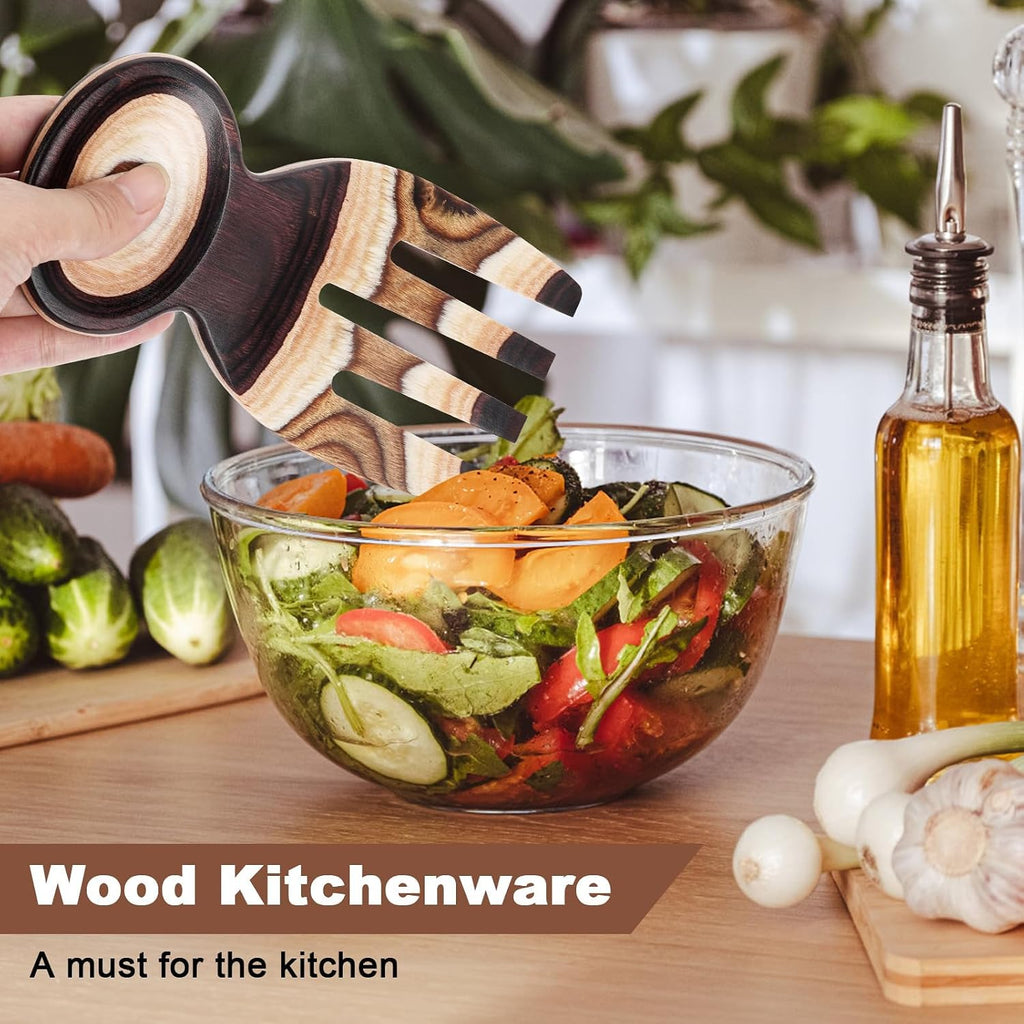 Salad Tongs  Salad Hand  Pakkawood Salad Tongs for Serving  Serving Utensils Set Salad Servers Set Kitchen Cooking Utensil