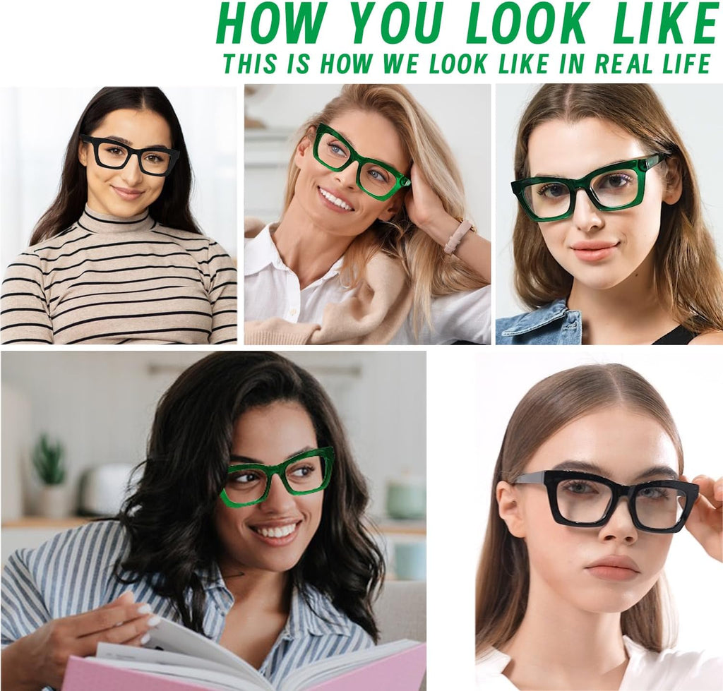 Hubeye Oprah Style Readers for Women Stylis Style Reading Glasses with Blue Light Blocking and Spring Hinge